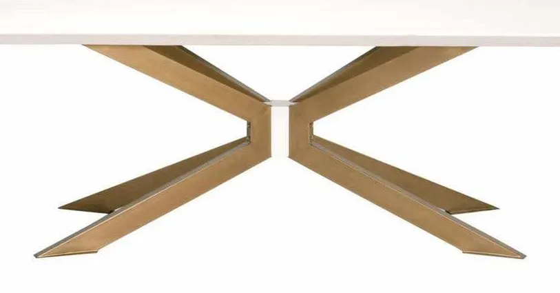 Essentials For Living 4630.BRA/IVO Industry Rectangle Dining Table in Ivory Concrete Brass Essentials For Living 4630.BRA/IVO Industry Rectangle Dining Table in Ivory Concrete Brass