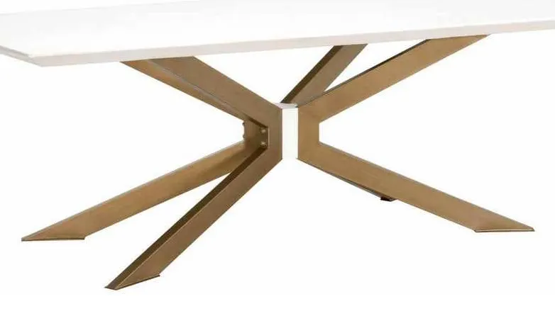 Essentials For Living 4630.BRA/IVO Industry Rectangle Dining Table in Ivory Concrete Brass Essentials For Living 4630.BRA/IVO Industry Rectangle Dining Table in Ivory Concrete Brass