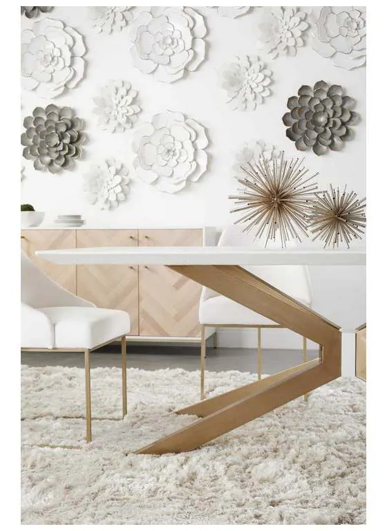 Essentials For Living 4630.BRA/IVO Industry Rectangle Dining Table in Ivory Concrete Brass Essentials For Living 4630.BRA/IVO Industry Rectangle Dining Table in Ivory Concrete Brass