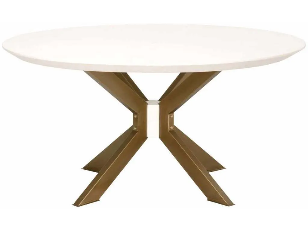 Essentials For Living 4632-RD.BRA/IVO  Industry 60 inch Round Dining Table in Ivory Concrete Brass