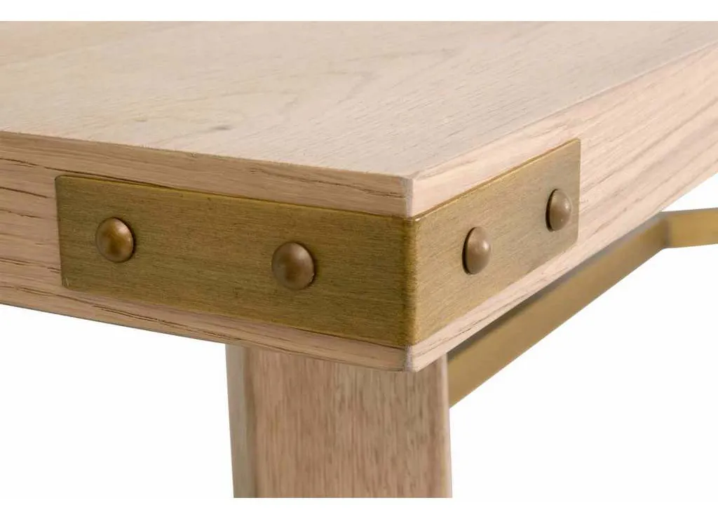 Essentials For Living 6125.HON/BGLD Klein Dining Table in Honey Oak Brushed Gold Essentials For Living 6125.HON/BGLD Klein Dining Table in Honey Oak Brushed Gold