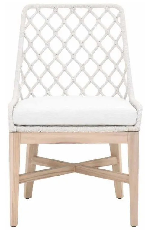Essentials For Living 6803.WHT/WHT/GT Lattis Outdoor Dining Chair in White Speckle Flat Rope Performance White Speckle Gray Teak Essentials For Living 6803.WHT/WHT/GT Lattis Outdoor Dining Chair in White Speckle Flat Rope Performance White Speckle Gray Teak