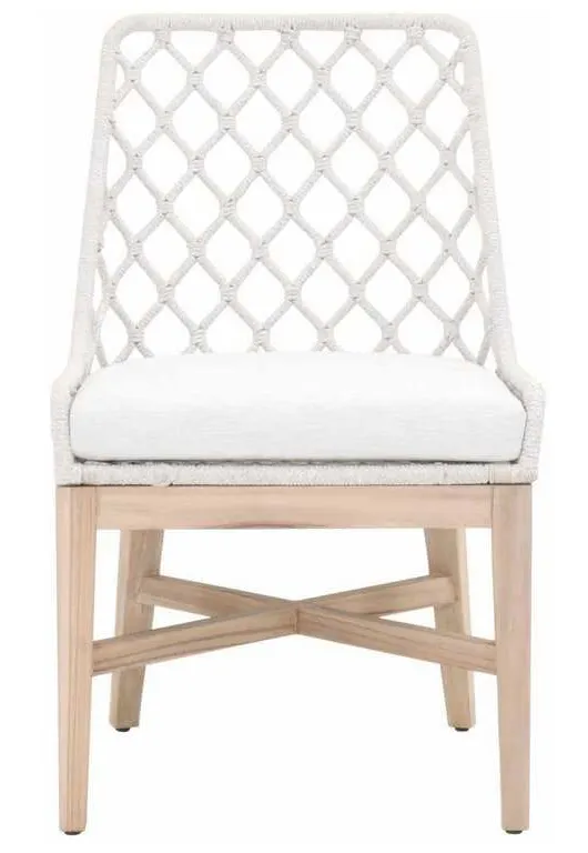 Essentials For Living 6803.WHT/WHT/GT Lattis Outdoor Dining Chair in White Speckle Flat Rope Performance White Speckle Gray Teak Essentials For Living 6803.WHT/WHT/GT Lattis Outdoor Dining Chair in White Speckle Flat Rope Performance White Speckle Gray Teak