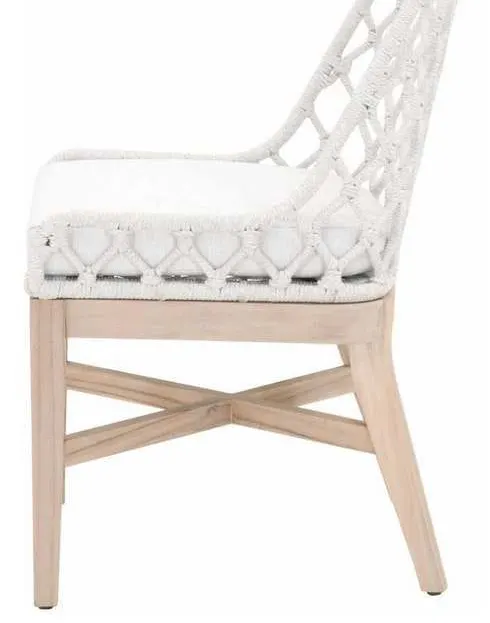 Essentials For Living 6803.WHT/WHT/GT Lattis Outdoor Dining Chair in White Speckle Flat Rope Performance White Speckle Gray Teak Essentials For Living 6803.WHT/WHT/GT Lattis Outdoor Dining Chair in White Speckle Flat Rope Performance White Speckle Gray Teak