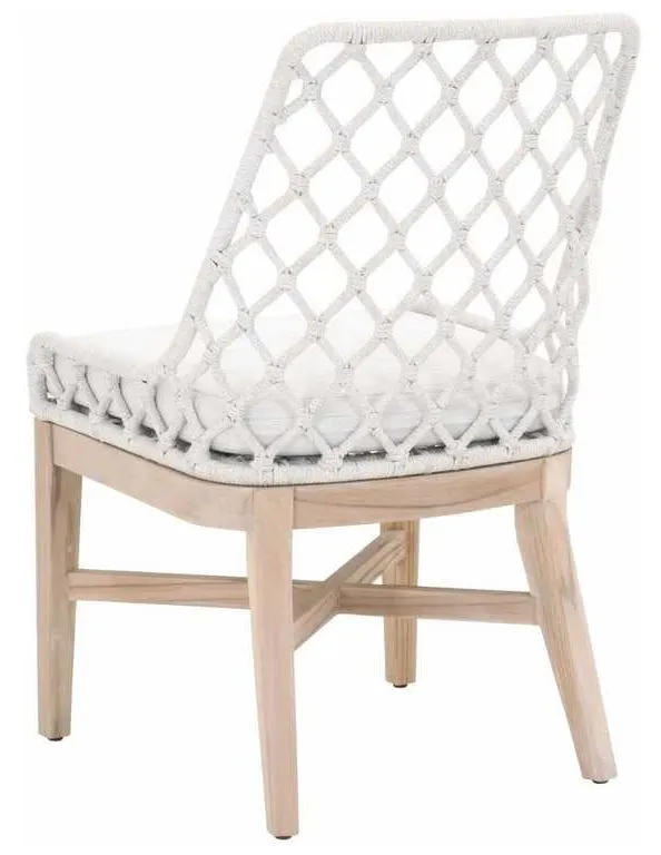 Essentials For Living 6803.WHT/WHT/GT Lattis Outdoor Dining Chair in White Speckle Flat Rope Performance White Speckle Gray Teak Essentials For Living 6803.WHT/WHT/GT Lattis Outdoor Dining Chair in White Speckle Flat Rope Performance White Speckle Gray Teak