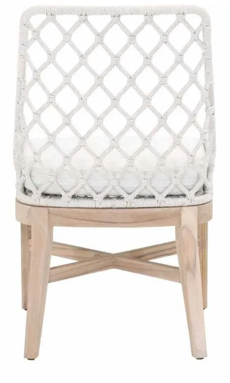Essentials For Living 6803.WHT/WHT/GT Lattis Outdoor Dining Chair in White Speckle Flat Rope Performance White Speckle Gray Teak Essentials For Living 6803.WHT/WHT/GT Lattis Outdoor Dining Chair in White Speckle Flat Rope Performance White Speckle Gray Teak
