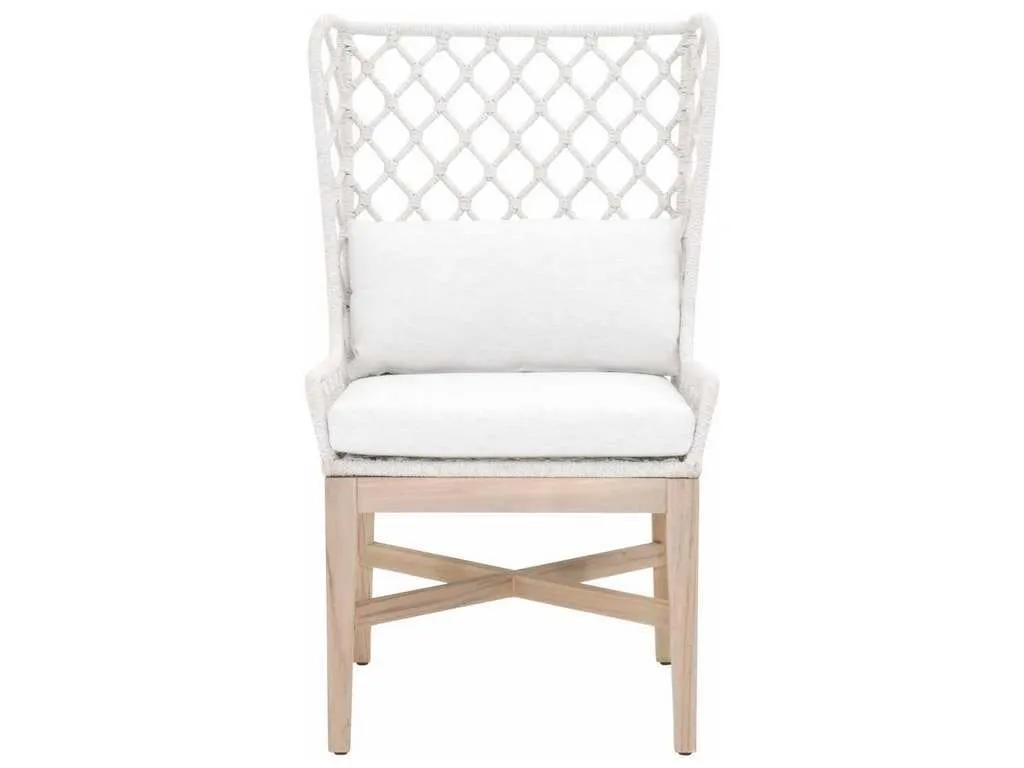 Essentials for Living 6804.WHT/WHT/GT  Lattis Outdoor Wing Chair in White Speckle Flat Rope Performance White Speckle Gray Teak