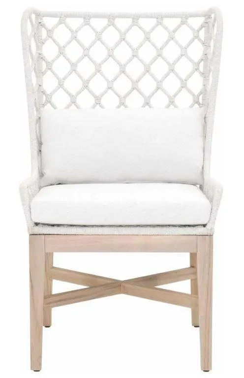 Essentials for Living 6804.WHT/WHT/GT Lattis Outdoor Wing Chair in White Speckle Flat Rope Performance White Speckle Gray Teak Essentials for Living 6804.WHT/WHT/GT Lattis Outdoor Wing Chair in White Speckle Flat Rope Performance White Speckle Gray Teak