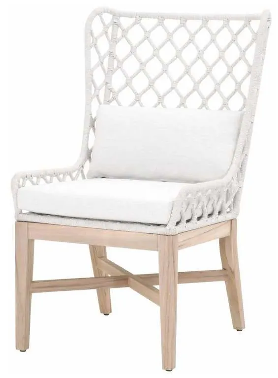Essentials for Living 6804.WHT/WHT/GT Lattis Outdoor Wing Chair in White Speckle Flat Rope Performance White Speckle Gray Teak Essentials for Living 6804.WHT/WHT/GT Lattis Outdoor Wing Chair in White Speckle Flat Rope Performance White Speckle Gray Teak