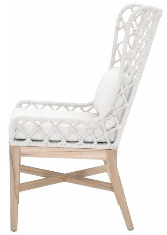 Essentials for Living 6804.WHT/WHT/GT Lattis Outdoor Wing Chair in White Speckle Flat Rope Performance White Speckle Gray Teak Essentials for Living 6804.WHT/WHT/GT Lattis Outdoor Wing Chair in White Speckle Flat Rope Performance White Speckle Gray Teak
