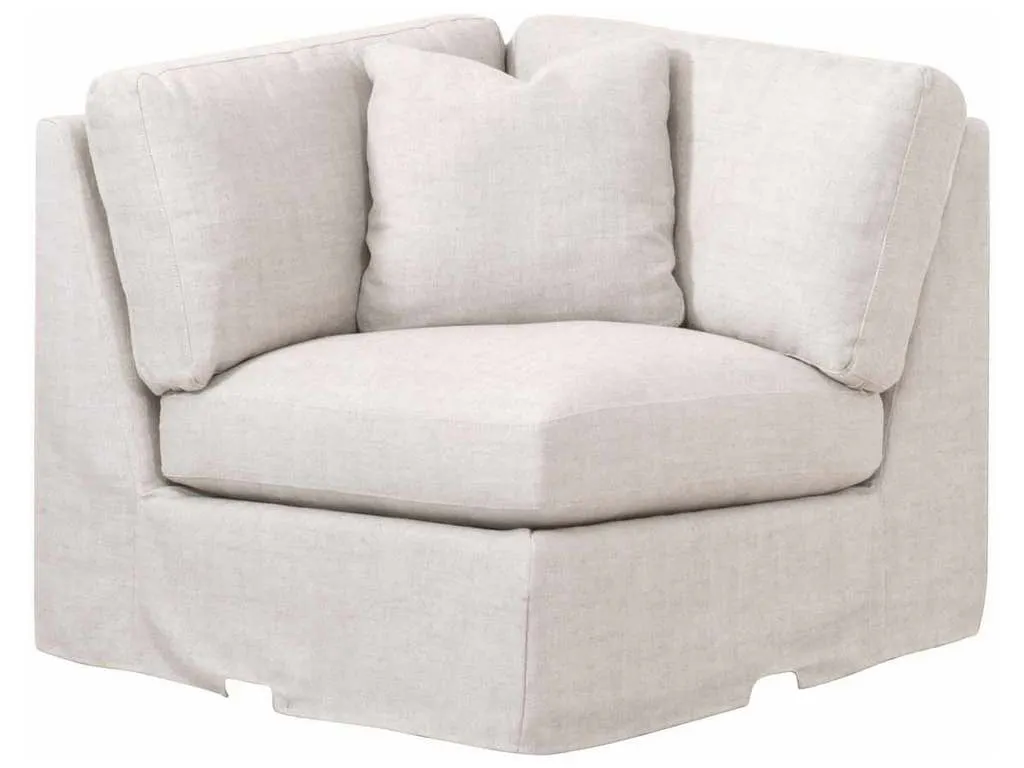Essentials For Living 6603-CRN.BISQ  Lena Modular Slipcover Corner Chair in Bisque Espresso
