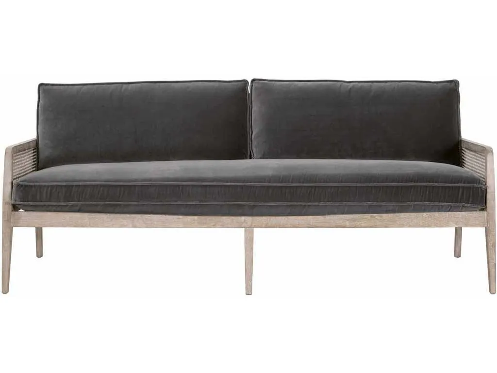 Essentials for Living 6649-3.DDOV/NG  Leone 84 inch Settee in Dark Dove Velvet Natural Gray Oak Cane