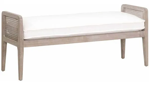 Essentials for Living 6698.LPPRL/NG Leone Bench in LiveSmart Peyton Pearl Natural Gray Oak Cane Essentials for Living 6698.LPPRL/NG Leone Bench in LiveSmart Peyton Pearl Natural Gray Oak Cane