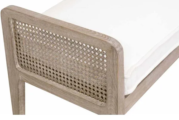 Essentials for Living 6698.LPPRL/NG Leone Bench in LiveSmart Peyton Pearl Natural Gray Oak Cane Essentials for Living 6698.LPPRL/NG Leone Bench in LiveSmart Peyton Pearl Natural Gray Oak Cane