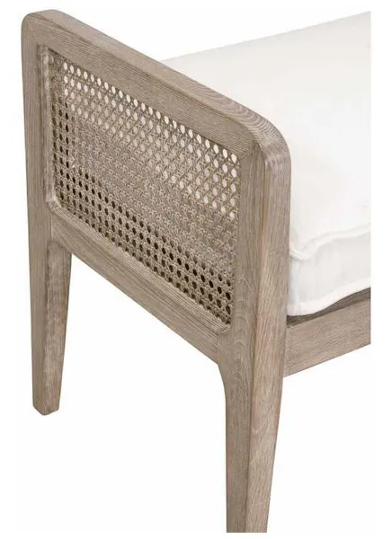 Essentials for Living 6698.LPPRL/NG Leone Bench in LiveSmart Peyton Pearl Natural Gray Oak Cane Essentials for Living 6698.LPPRL/NG Leone Bench in LiveSmart Peyton Pearl Natural Gray Oak Cane