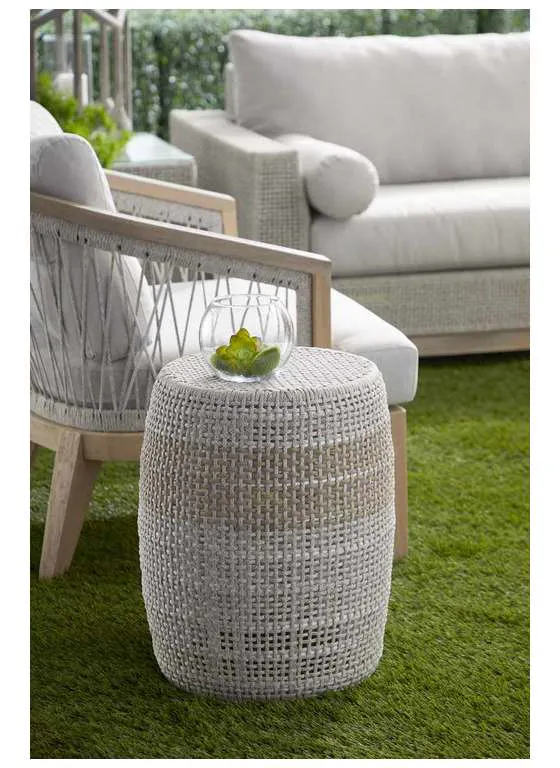 Essentials For Living 6818.WTA Loom Accent Table in Taupe and White Flat Rope Taupe Stripe Essentials For Living 6818.WTA Loom Accent Table in Taupe and White Flat Rope Taupe Stripe