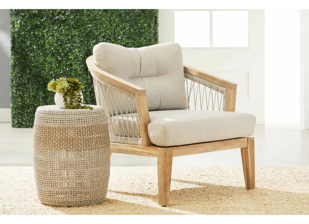 Essentials For Living 6818.WTA Loom Accent Table in Taupe and White Flat Rope Taupe Stripe Essentials For Living 6818.WTA Loom Accent Table in Taupe and White Flat Rope Taupe Stripe