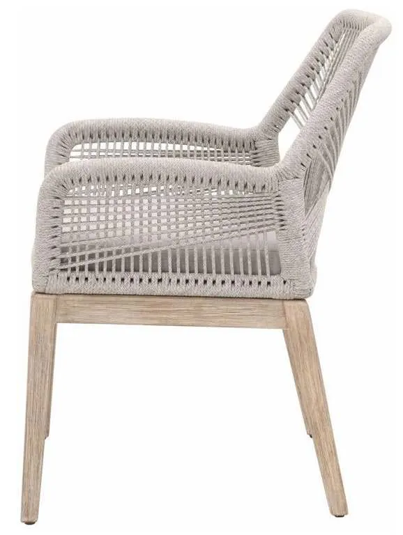 Essentials for Living 6809KD.WTA/FPUM/NG Loom Arm Chair in Taupe and White Flat Rope Performance Pumice Natural Gray Mahogany Essentials for Living 6809KD.WTA/FPUM/NG Loom Arm Chair in Taupe and White Flat Rope Performance Pumice Natural Gray Mahogany