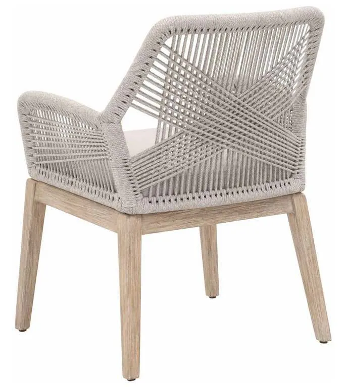 Essentials for Living 6809KD.WTA/FPUM/NG Loom Arm Chair in Taupe and White Flat Rope Performance Pumice Natural Gray Mahogany Essentials for Living 6809KD.WTA/FPUM/NG Loom Arm Chair in Taupe and White Flat Rope Performance Pumice Natural Gray Mahogany