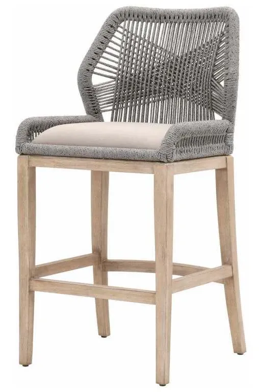 Essentials for Living 6808BS.PLA/LGRY/NG Loom Barstool in Platinum Rope Light Gray Natural Gray Mahogany Essentials for Living 6808BS.PLA/LGRY/NG Loom Barstool in Platinum Rope Light Gray Natural Gray Mahogany