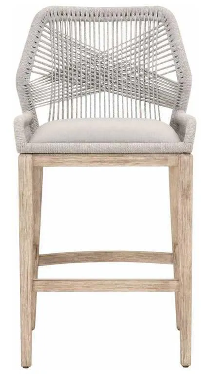 Essentials for Living 6808BS.WTA/PUM/NG Loom Barstool in Taupe and White Flat Rope Performance Pumice Natural Gray Mahogany Essentials for Living 6808BS.WTA/PUM/NG Loom Barstool in Taupe and White Flat Rope Performance Pumice Natural Gray Mahogany