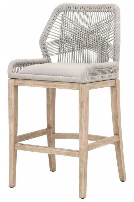 Essentials for Living 6808BS.WTA/PUM/NG Loom Barstool in Taupe and White Flat Rope Performance Pumice Natural Gray Mahogany Essentials for Living 6808BS.WTA/PUM/NG Loom Barstool in Taupe and White Flat Rope Performance Pumice Natural Gray Mahogany