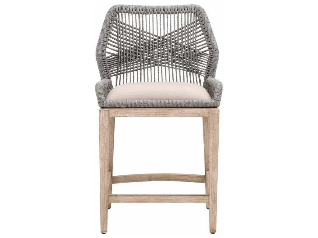 Essentials for Living 6808CS.PLA/LGRY/NG  Loom Counter Stool in Platinum Rope Light Gray Natural Gray Mahogany