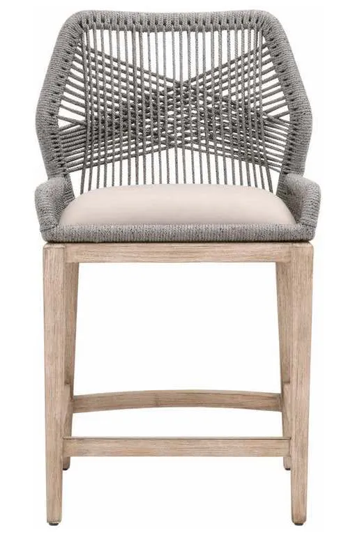 Essentials for Living 6808CS.PLA/LGRY/NG Loom Counter Stool in Platinum Rope Light Gray Natural Gray Mahogany Essentials for Living 6808CS.PLA/LGRY/NG Loom Counter Stool in Platinum Rope Light Gray Natural Gray Mahogany
