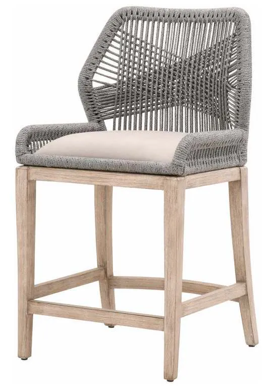 Essentials for Living 6808CS.PLA/LGRY/NG Loom Counter Stool in Platinum Rope Light Gray Natural Gray Mahogany Essentials for Living 6808CS.PLA/LGRY/NG Loom Counter Stool in Platinum Rope Light Gray Natural Gray Mahogany