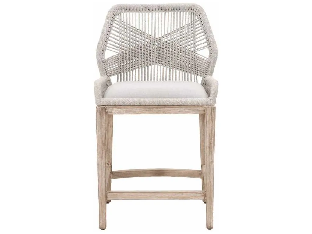 Essentials for Living 6808CS.WTA/PUM/NG  Loom Counter Stool in Taupe and White Flat Rope Performance Pumice Natural Gray Mahogany