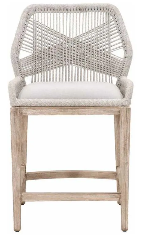Essentials for Living 6808CS.WTA/PUM/NG Loom Counter Stool in Taupe and White Flat Rope Performance Pumice Natural Gray Mahogany Essentials for Living 6808CS.WTA/PUM/NG Loom Counter Stool in Taupe and White Flat Rope Performance Pumice Natural Gray Mahogany
