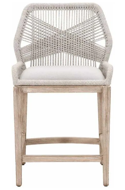 Essentials for Living 6808CS.WTA/PUM/NG Loom Counter Stool in Taupe and White Flat Rope Performance Pumice Natural Gray Mahogany Essentials for Living 6808CS.WTA/PUM/NG Loom Counter Stool in Taupe and White Flat Rope Performance Pumice Natural Gray Mahogany