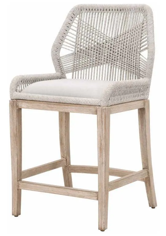 Essentials for Living 6808CS.WTA/PUM/NG Loom Counter Stool in Taupe and White Flat Rope Performance Pumice Natural Gray Mahogany Essentials for Living 6808CS.WTA/PUM/NG Loom Counter Stool in Taupe and White Flat Rope Performance Pumice Natural Gray Mahogany