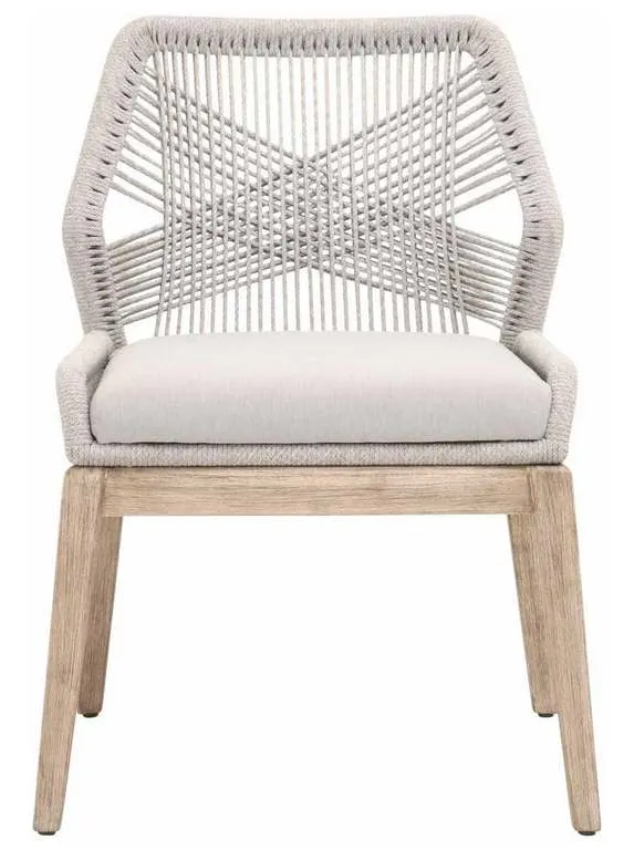 Essentials for Living 6808KD.WTA/FPUM/NG Loom Dining Chair in Taupe and White Flat Rope Performance Pumice Natural Gray Mahogany Essentials for Living 6808KD.WTA/FPUM/NG Loom Dining Chair in Taupe and White Flat Rope Performance Pumice Natural Gray Mahogany