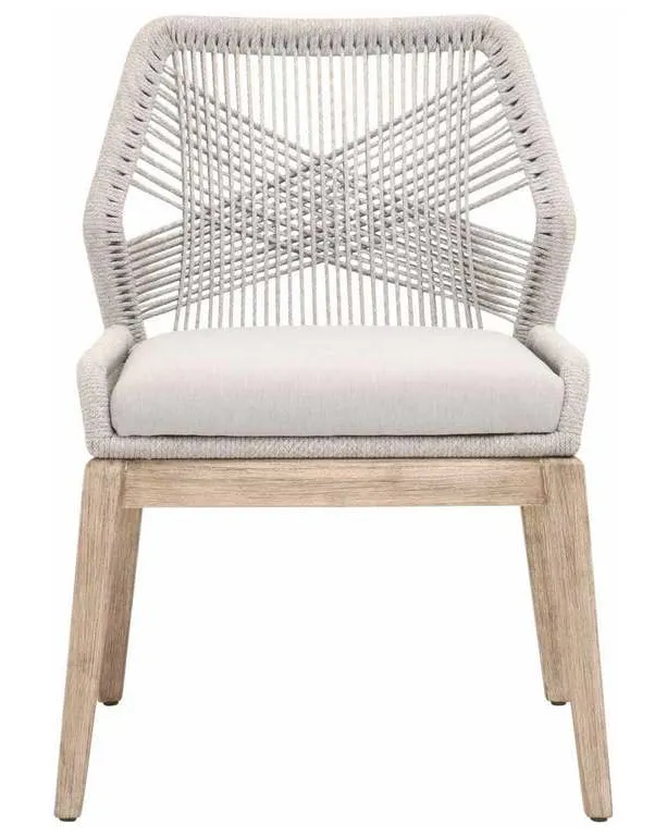 Essentials for Living 6808KD.WTA/FPUM/NG Loom Dining Chair in Taupe and White Flat Rope Performance Pumice Natural Gray Mahogany Essentials for Living 6808KD.WTA/FPUM/NG Loom Dining Chair in Taupe and White Flat Rope Performance Pumice Natural Gray Mahogany