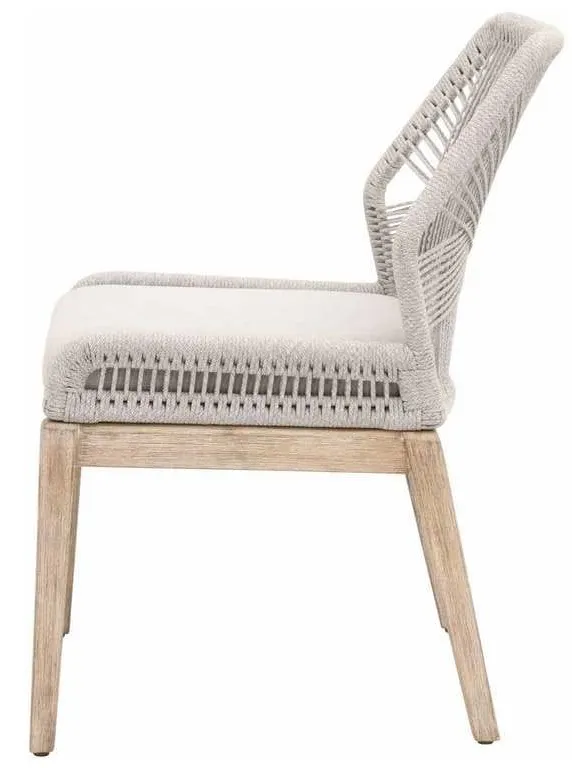 Essentials for Living 6808KD.WTA/FPUM/NG Loom Dining Chair in Taupe and White Flat Rope Performance Pumice Natural Gray Mahogany Essentials for Living 6808KD.WTA/FPUM/NG Loom Dining Chair in Taupe and White Flat Rope Performance Pumice Natural Gray Mahogany