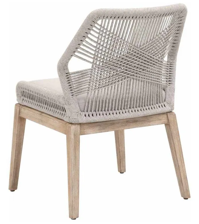 Essentials for Living 6808KD.WTA/FPUM/NG Loom Dining Chair in Taupe and White Flat Rope Performance Pumice Natural Gray Mahogany Essentials for Living 6808KD.WTA/FPUM/NG Loom Dining Chair in Taupe and White Flat Rope Performance Pumice Natural Gray Mahogany