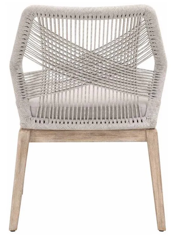 Essentials for Living 6808KD.WTA/FPUM/NG Loom Dining Chair in Taupe and White Flat Rope Performance Pumice Natural Gray Mahogany Essentials for Living 6808KD.WTA/FPUM/NG Loom Dining Chair in Taupe and White Flat Rope Performance Pumice Natural Gray Mahogany