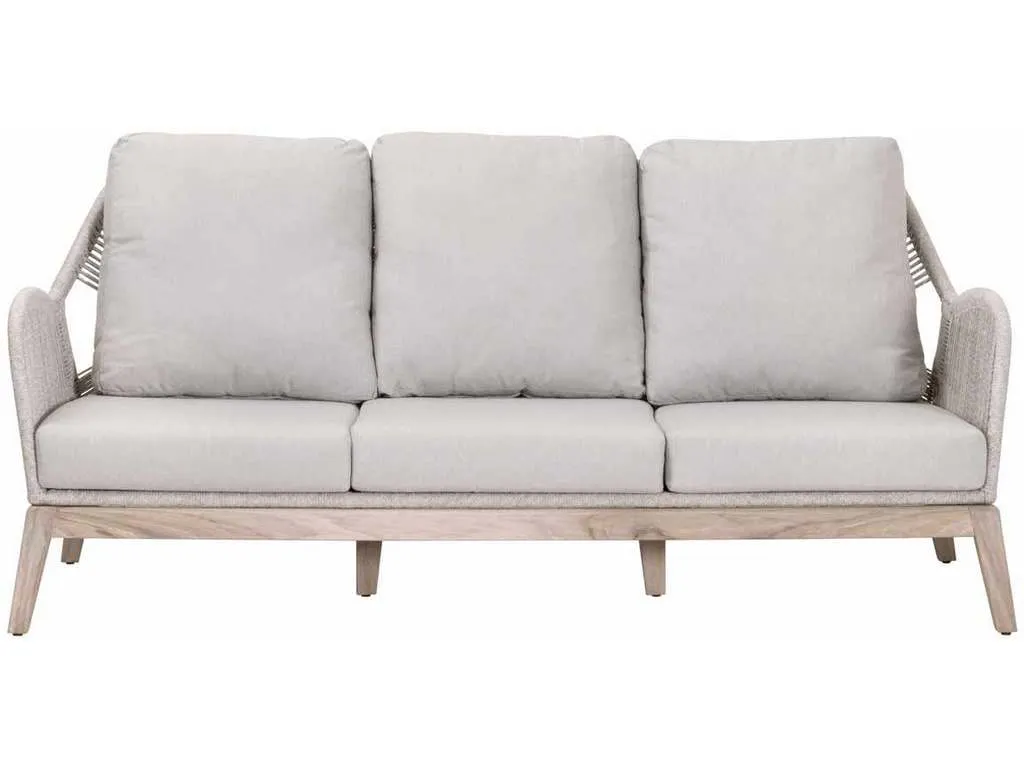 Essentials for Living 6817-3.WTA/PUM/GT  Loom Outdoor 79 inch Sofa in Taupe and White Flat Rope Performance Pumice Gray Teak