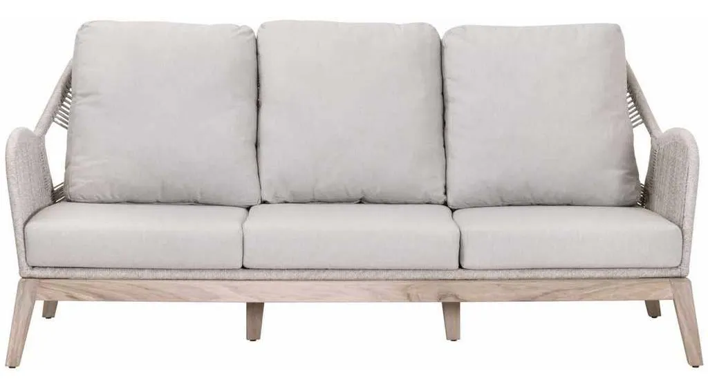 Essentials for Living 6817-3.WTA/PUM/GT Loom Outdoor 79 inch Sofa in Taupe and White Flat Rope Performance Pumice Gray Teak Essentials for Living 6817-3.WTA/PUM/GT Loom Outdoor 79 inch Sofa in Taupe and White Flat Rope Performance Pumice Gray Teak