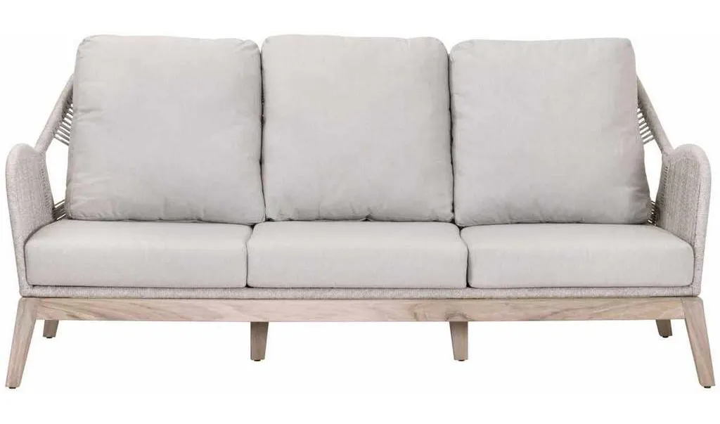 Essentials for Living 6817-3.WTA/PUM/GT Loom Outdoor 79 inch Sofa in Taupe and White Flat Rope Performance Pumice Gray Teak Essentials for Living 6817-3.WTA/PUM/GT Loom Outdoor 79 inch Sofa in Taupe and White Flat Rope Performance Pumice Gray Teak