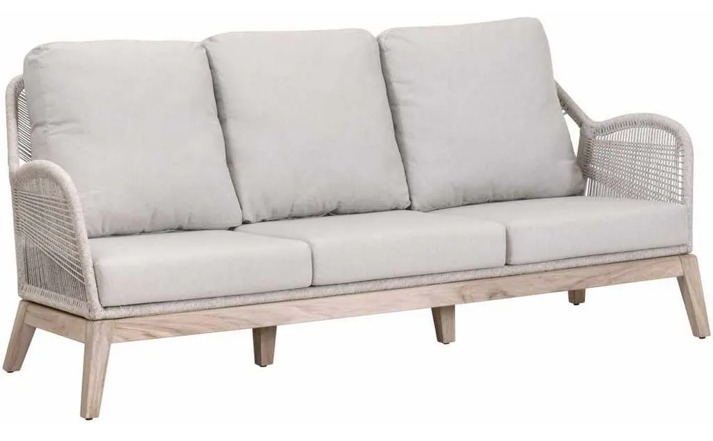 Essentials for Living 6817-3.WTA/PUM/GT Loom Outdoor 79 inch Sofa in Taupe and White Flat Rope Performance Pumice Gray Teak Essentials for Living 6817-3.WTA/PUM/GT Loom Outdoor 79 inch Sofa in Taupe and White Flat Rope Performance Pumice Gray Teak