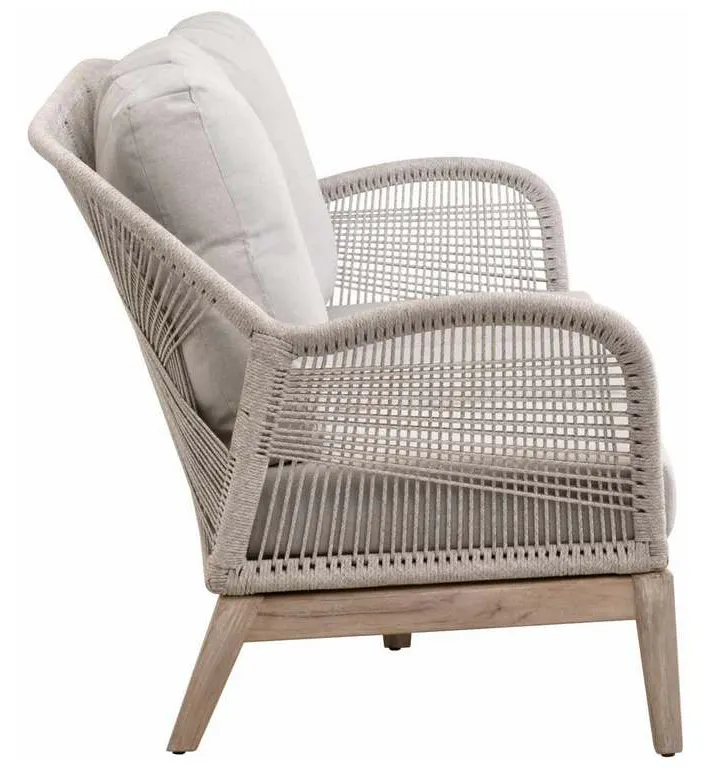 Essentials for Living 6817-3.WTA/PUM/GT Loom Outdoor 79 inch Sofa in Taupe and White Flat Rope Performance Pumice Gray Teak Essentials for Living 6817-3.WTA/PUM/GT Loom Outdoor 79 inch Sofa in Taupe and White Flat Rope Performance Pumice Gray Teak