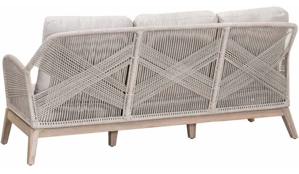 Essentials for Living 6817-3.WTA/PUM/GT Loom Outdoor 79 inch Sofa in Taupe and White Flat Rope Performance Pumice Gray Teak Essentials for Living 6817-3.WTA/PUM/GT Loom Outdoor 79 inch Sofa in Taupe and White Flat Rope Performance Pumice Gray Teak