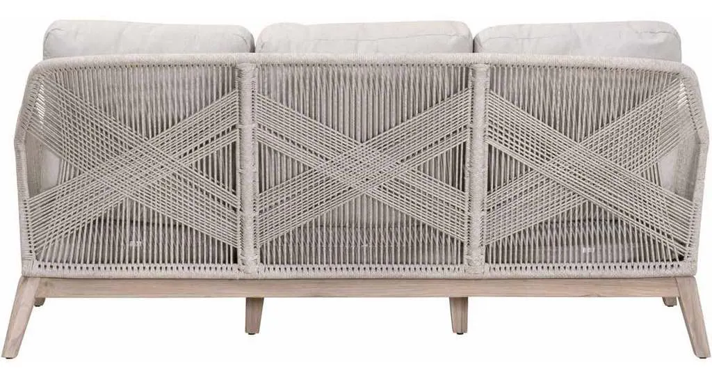 Essentials for Living 6817-3.WTA/PUM/GT Loom Outdoor 79 inch Sofa in Taupe and White Flat Rope Performance Pumice Gray Teak Essentials for Living 6817-3.WTA/PUM/GT Loom Outdoor 79 inch Sofa in Taupe and White Flat Rope Performance Pumice Gray Teak