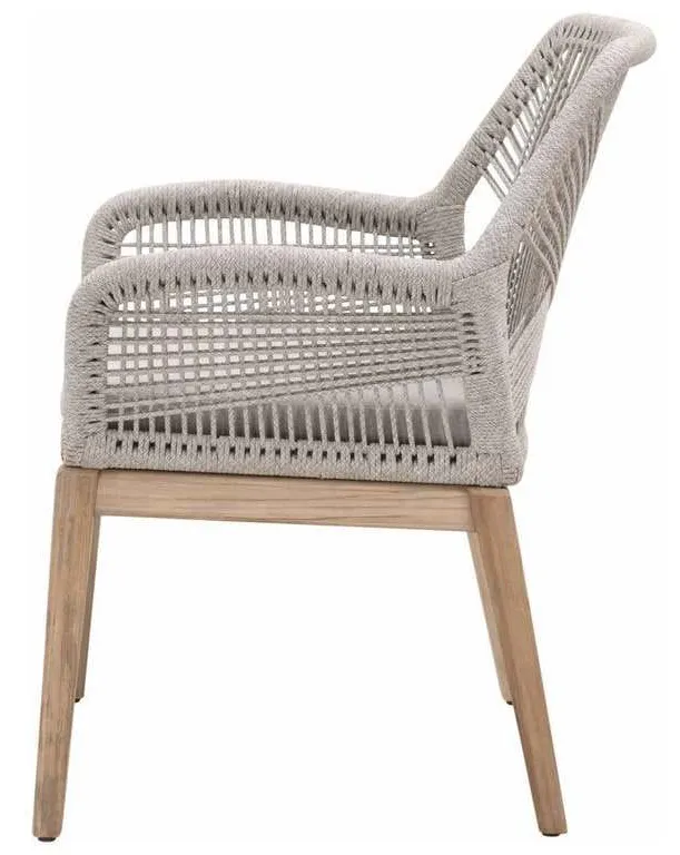 Essentials for Living 6809KD.WTA/PUM/GT Loom Outdoor Arm Chair in Taupe and White Flat Rope Performance Pumice Gray Teak Essentials for Living 6809KD.WTA/PUM/GT Loom Outdoor Arm Chair in Taupe and White Flat Rope Performance Pumice Gray Teak