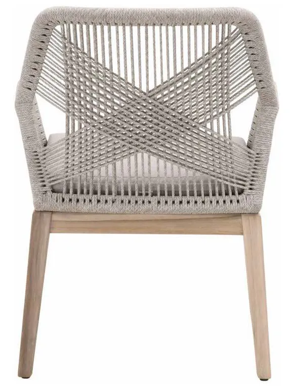 Essentials for Living 6809KD.WTA/PUM/GT Loom Outdoor Arm Chair in Taupe and White Flat Rope Performance Pumice Gray Teak Essentials for Living 6809KD.WTA/PUM/GT Loom Outdoor Arm Chair in Taupe and White Flat Rope Performance Pumice Gray Teak