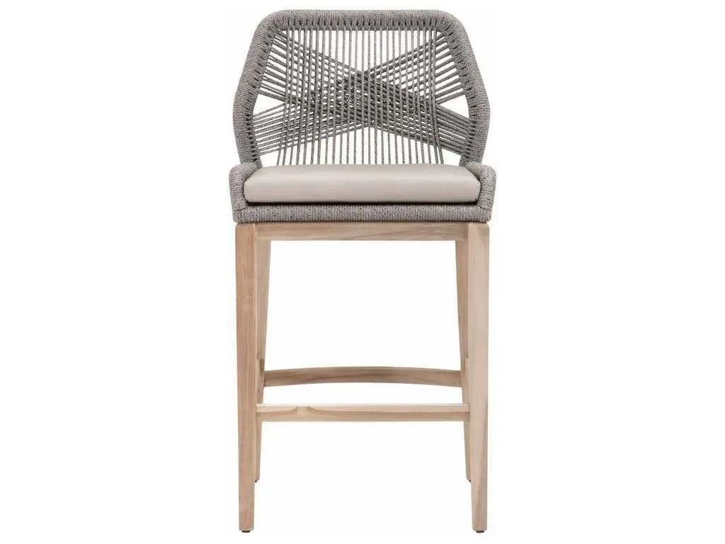 Essentials for Living 6808BS.PLA-R/SG/GT  Loom Outdoor Barstool in Platinum Rope Performance Smoke Gray Gray Teak