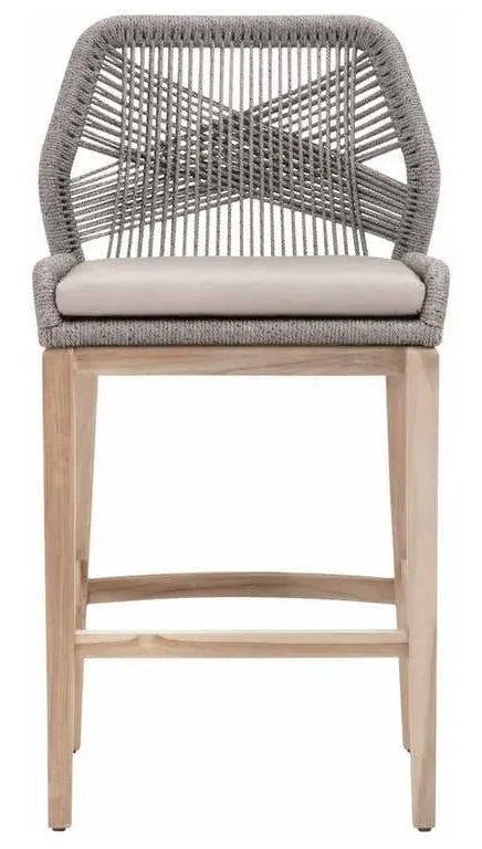 Essentials for Living 6808BS.PLA-R/SG/GT Loom Outdoor Barstool in Platinum Rope Performance Smoke Gray Gray Teak Essentials for Living 6808BS.PLA-R/SG/GT Loom Outdoor Barstool in Platinum Rope Performance Smoke Gray Gray Teak