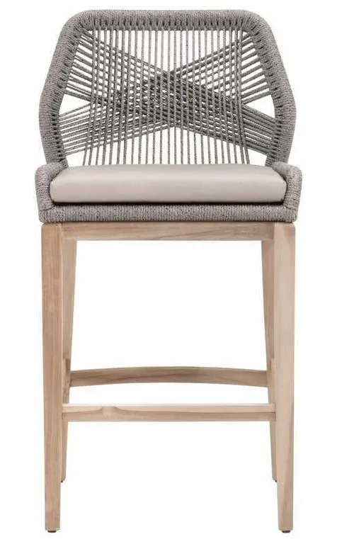 Essentials for Living 6808BS.PLA-R/SG/GT Loom Outdoor Barstool in Platinum Rope Performance Smoke Gray Gray Teak Essentials for Living 6808BS.PLA-R/SG/GT Loom Outdoor Barstool in Platinum Rope Performance Smoke Gray Gray Teak